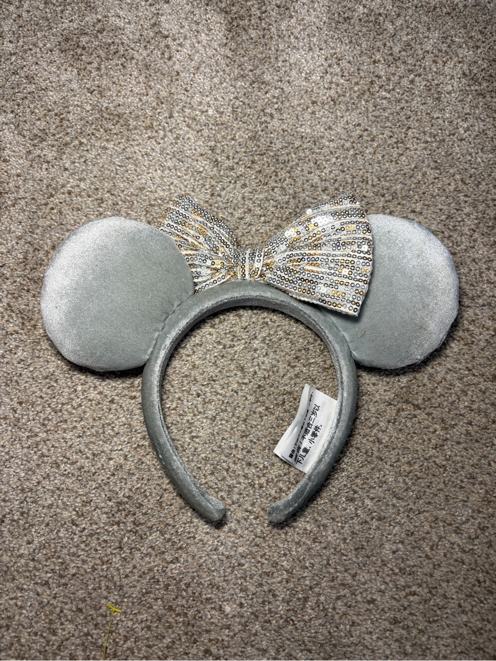 Disney Minnie Mouse Ears Headband Gold Grey Silver Sequin Bow Plush 2021